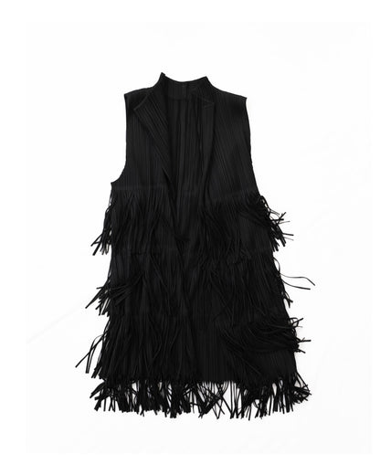 PLEATS PLEASE ISSEY MIYAKE Black Fringe Vest