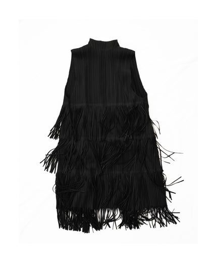 PLEATS PLEASE ISSEY MIYAKE Black Fringe Vest